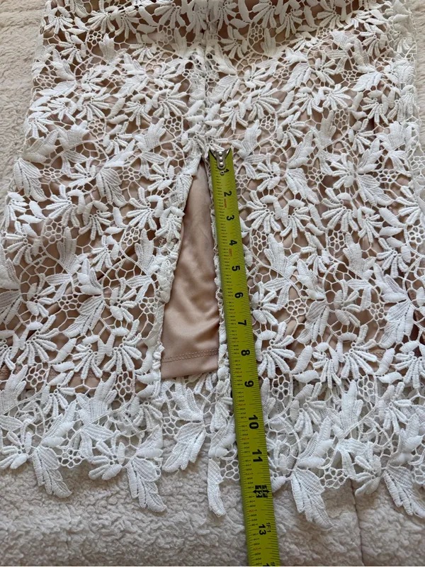 NSR White Floral Lace Midi Dress Open Back Bridal Wedding Cocktail NWT Style - Image 16