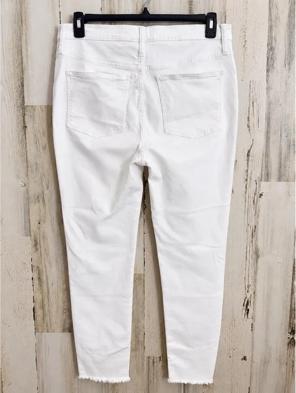 Madewell 9 Mid-Rise Skinny Jeans White Button Fly Frayed Hem Women's 32 - Image 3