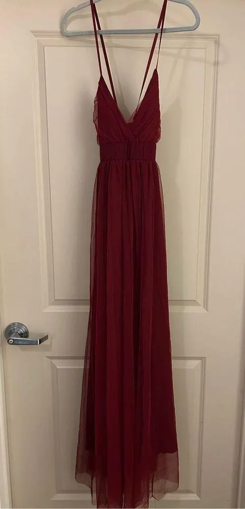 NEW Deep V Neck Split Cocktail Formal Bridesmaid Maxi Dress S - Image 4