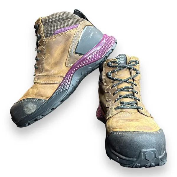 Timberland Pro Womens 7 Reaxion A219B Brown Waterproof Composite Toe Work‎ Boot - Image 5