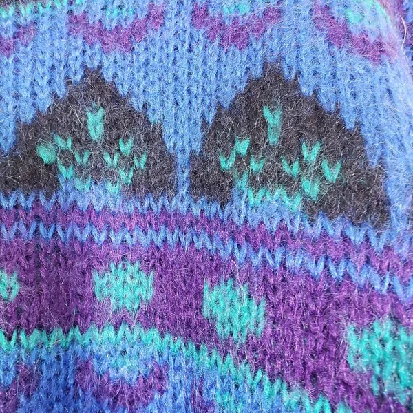 Vintage Gallagher Large Blue/Purple Geometric Cozy, Fuzzy, Knit Sweater GUC - Image 7