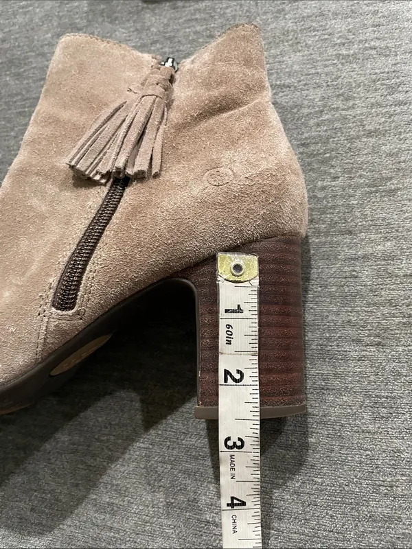 Born Bootie Tassel Taupe Suede Leather Boots Size 8.5 - Image 11