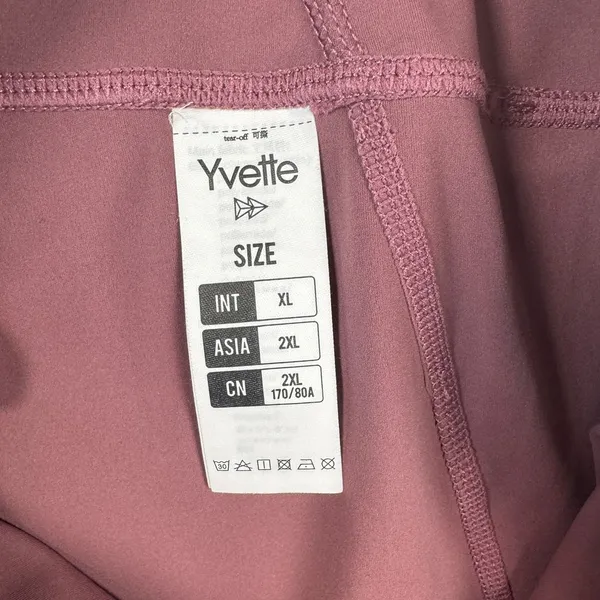 Yvette High Waist Leggings Workout Yoga Pants Pockets XL Mauve‎ Purple - Image 3