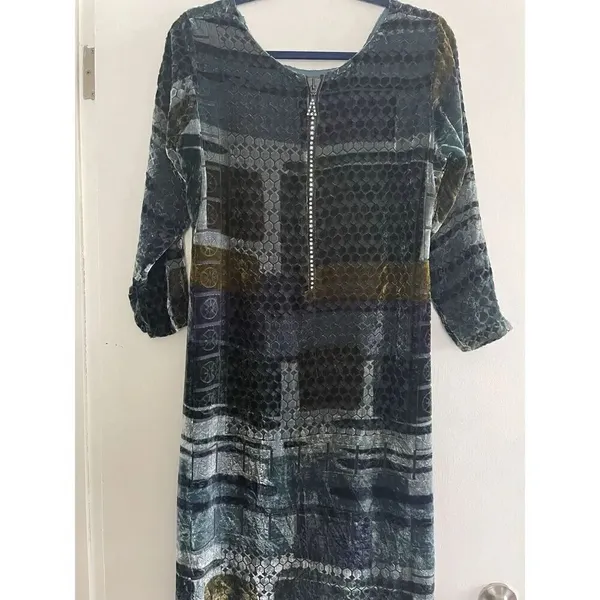 Women Kurta Pakistani Indian Kurti Shirt Dress S velvet silk and silk lining - Image 10