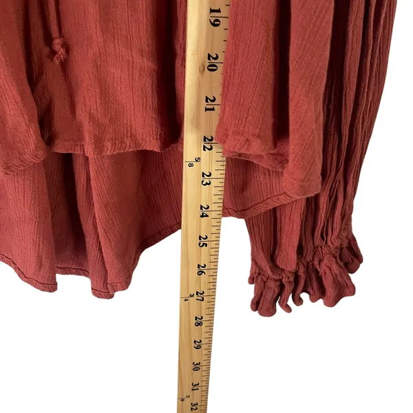 Free People Women's Size Small Burnt Orange Oversized‎ Boho Tunic Flowy Top - Image 9