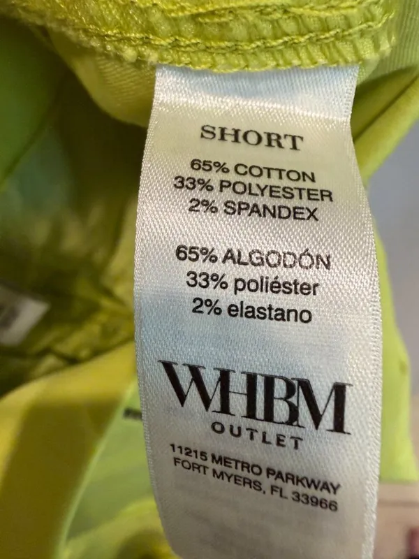 WHBM Neon Yellow Utility Shorts Size 6 Bright Summer Coastal Resort‎ Stretch - Image 6