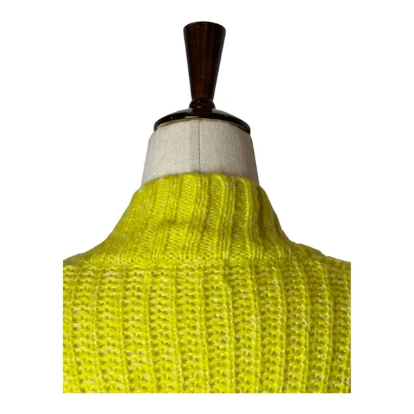 Anthropologie Sweater Women Small Yellow Neon Honore Ribbed Wool Blend Preppy‎ - Image 7