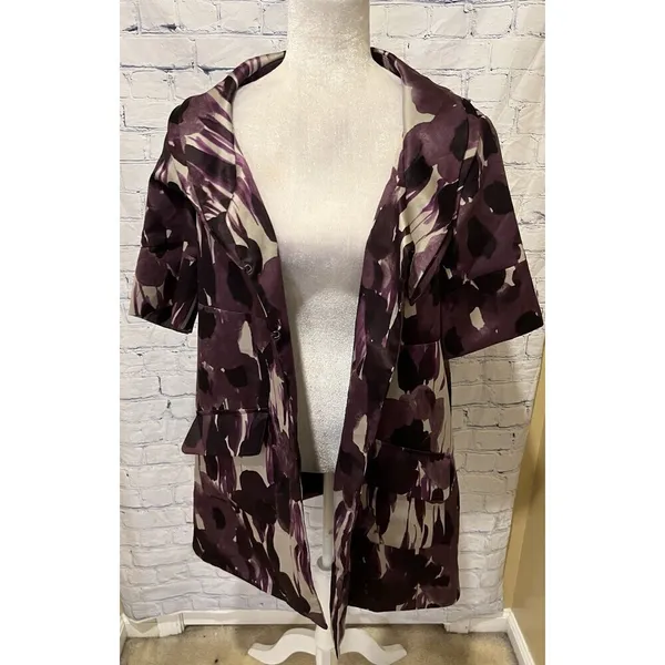 Simply Vera Wang Tunic jacket shiny floral fabric Size Large - Image 3