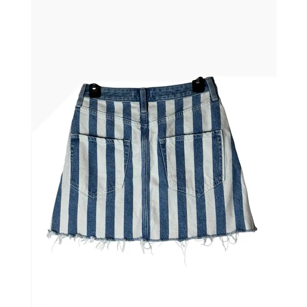 Abercrombie & Fitch Vintage Denim Skirt Women 4 Blue White Striped Jean Mini Y2K - Image 3
