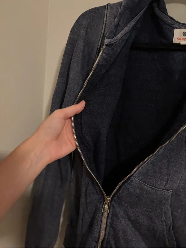 Sundry by Anthropologie Navy Blue Full Zip Hoodie size 1 (small) - Image 4