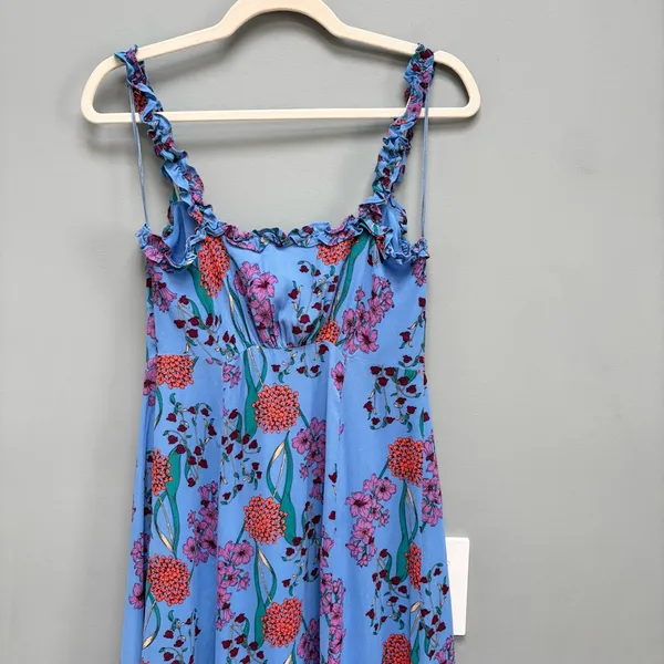 ASTR The Label Blended Blue Floral Print Button-Up Midi Dress S - Image 10