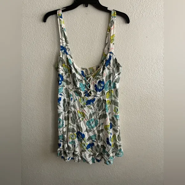 Free People Boho Floral Lattice Lovers Slip Mini Dress White L - Image 5