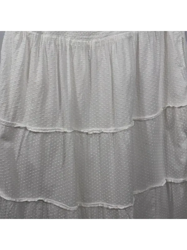 J. Crew Women’s White Smocked Tiered Midi Dress Size Medium - Image 3