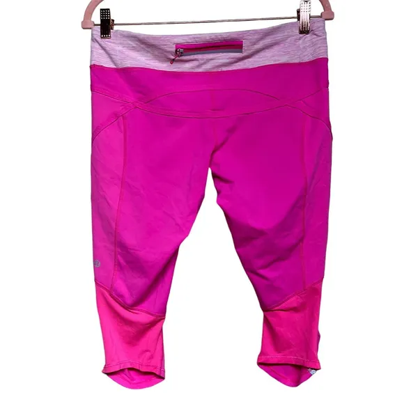 Lululemon Run Pace Crop‎ Leggings Pink Women’s Size 10 - Image 2