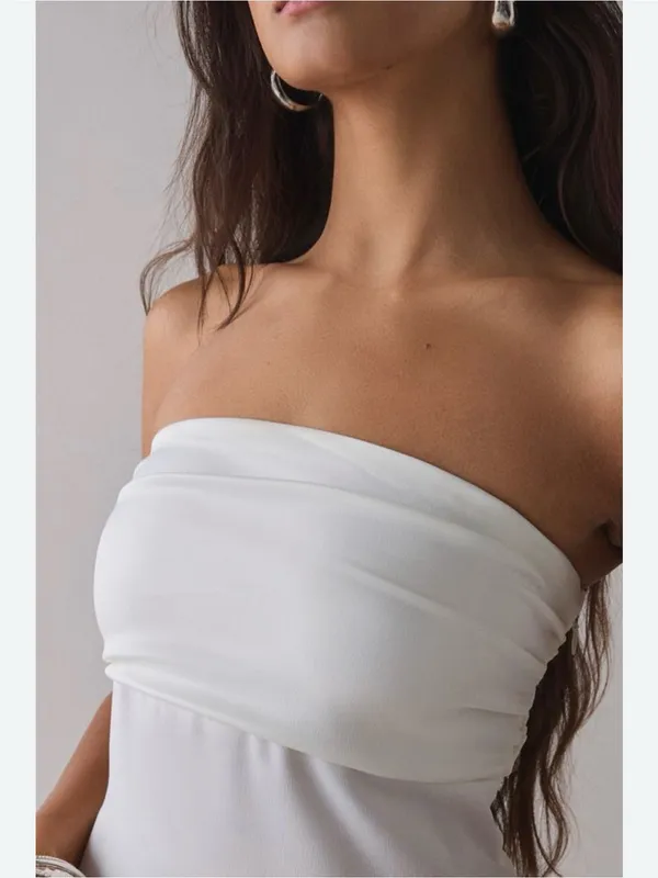 Emerson Lang White Strapless Tube Top - Clean Minimal Silhouette - Image 2
