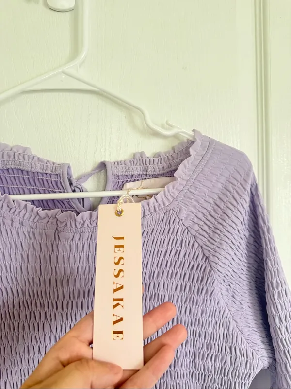 Jessakae NEW Smocked Bodice Lavender Midi Dress - Image 5