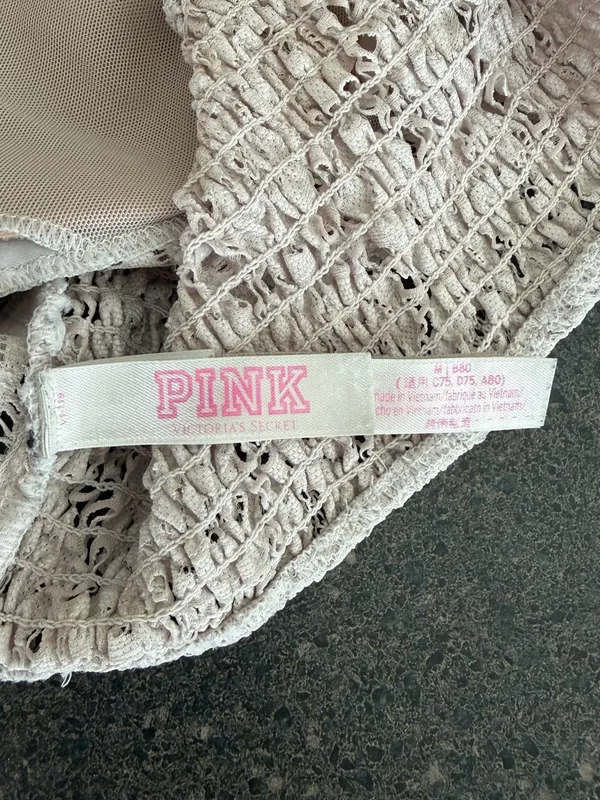 PINK Victoria's Secret Lace Crisscross Bralette - Cream size M - Image 10