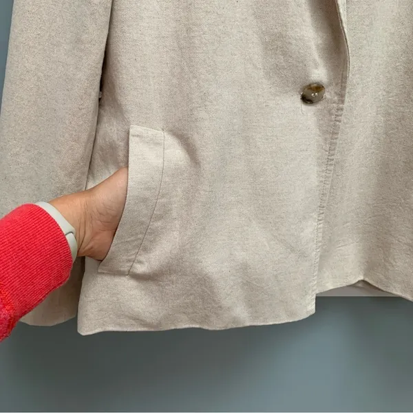 Madewell Cotton-Linen Beige Summer Blazer Jacket S - Image 5