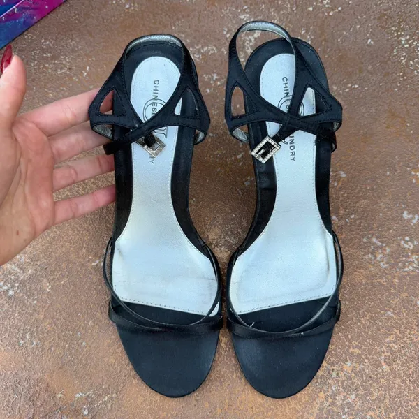 Chinese Laundry Women's Jordan High Heel Strappy black satin sz 8 - Image 3
