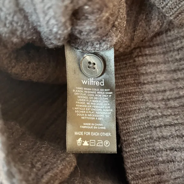 Wilfred Cardigan Women‎ Size M Dark Grey 100% Merino Wool Cropped Ribbed Polo - Image 6