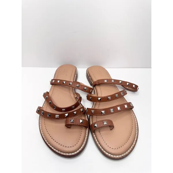 Crevo Sandals‎ Womens Size 7 Tan Leather Open Toe Spike Details - Image 3