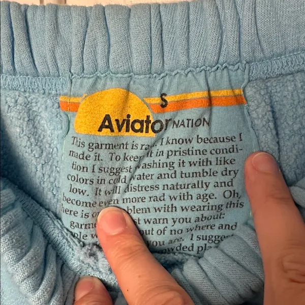 Aviator Nation Light Blue Womens Sweat Pants Size Small Lightning Bolt - Image 4