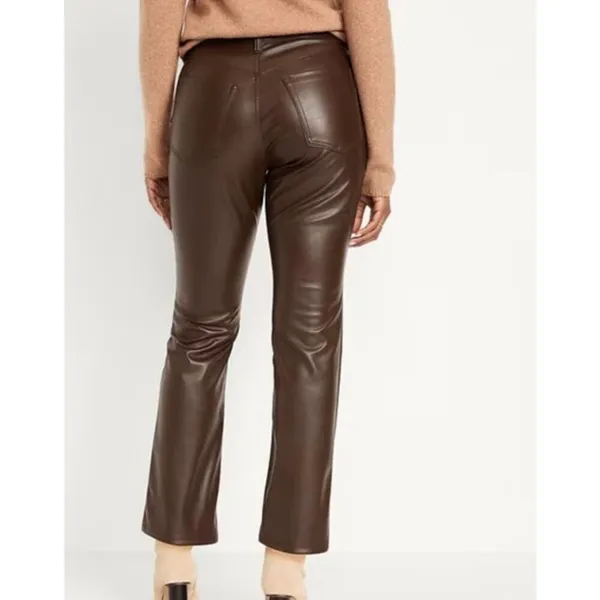 Old Navy high rise bootcut brown faux leather pants 0 - Image 14