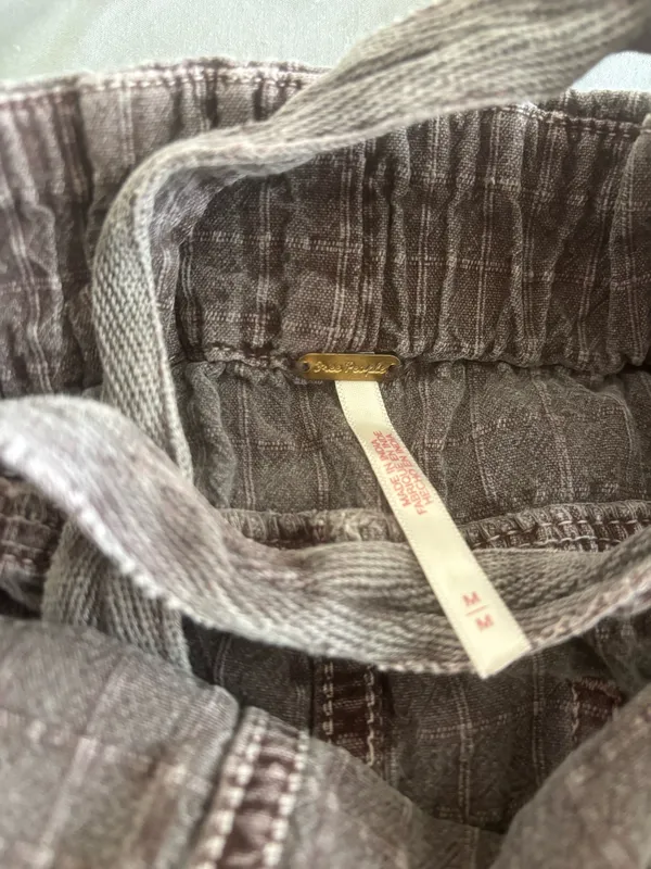 Free People Brown Plaid Utility Overalls Jumpsuit Size Medium - Image 6