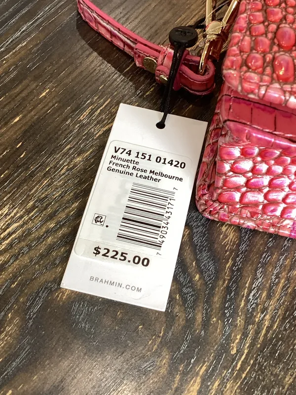 Brahmin Minuette French Rose Pink Croc-Embossed Leather Crossbody - Image 2