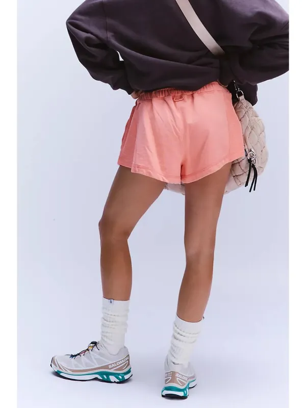 FREE PEOPLE Movement High Press High Rise Cotton Shorts in Peach X-Small NWT - Image 2
