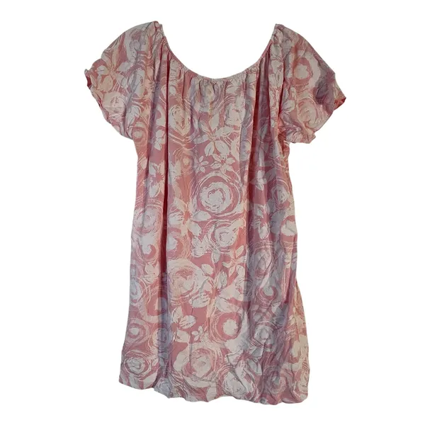 Fresh Produce Womens Breezy Flower Anyday Top Blush Pink Floral Short Sleeve MD‎ - Image 2