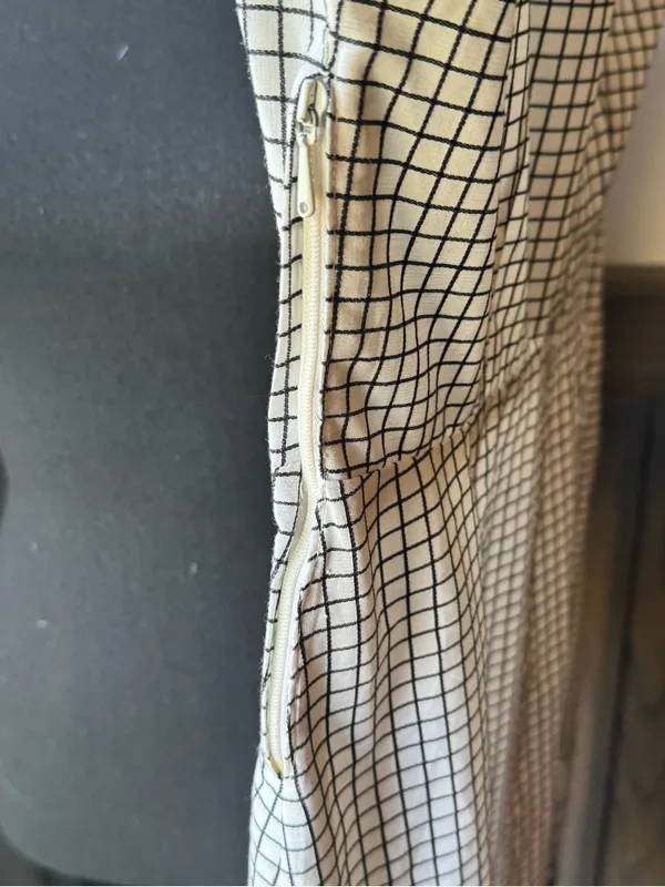 Handmade Classic Black & White Check Collared Day Dress - Image 7