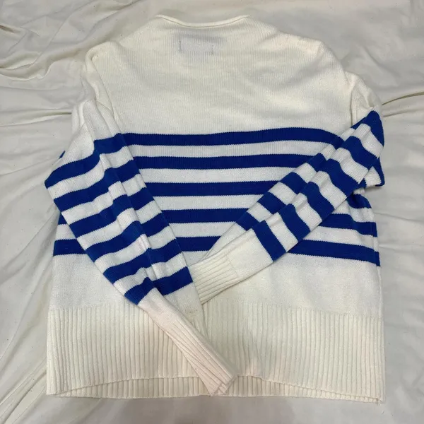 Blue & White Striped Sweater - Image 2