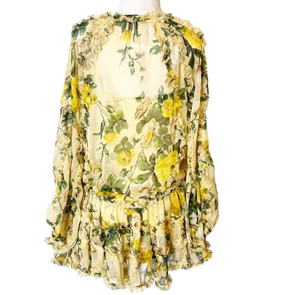 OPT chiffon floral tiered tie side mini dress ruffle sz‎ XS - Image 2