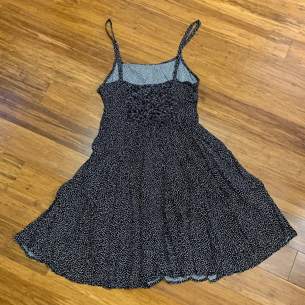 Gap Black White Polka Dot Smocked Bodice Spaghetti Strap Mini Dress Size Small‎ - Image 4
