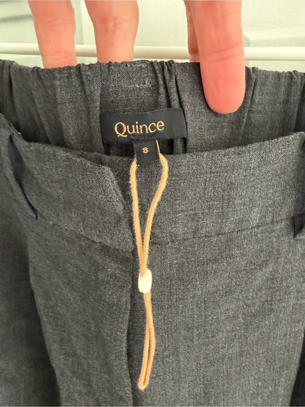 Quince Italian Wool Pleated Wide Leg Trousers Coal Melange Size 8 - Image 3