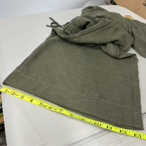 NWT Max Studio Women's Cropped Wide Leg Trousers XS Pull-on linen blend olive - Image 12