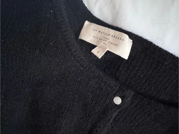 Sezane Gaspard Cardigan Black Mohair Alpaca Knit Sweater Size S - Image 10