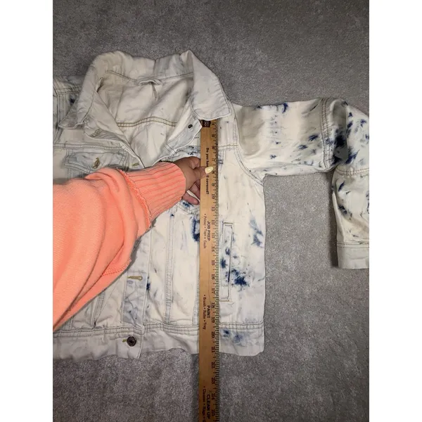 Free People Rumor Denim Jacket Tie Dye Blue Size Med For Women - Image 8