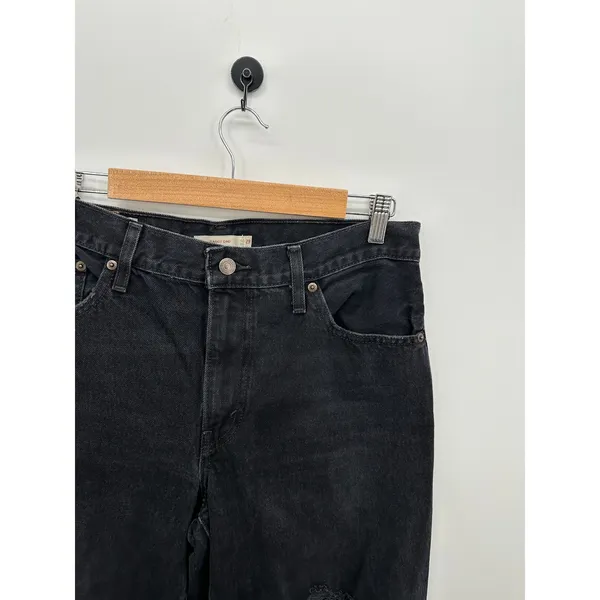 Levis Baggy Dad Jeans Womens 29 Washed Black Distressed Raw Hem A3494-0018 - Image 5