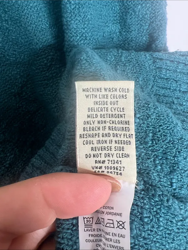 L.L.Bean teal midweight cotton slub rollneck pullover sweater, textured, knit - Image 9