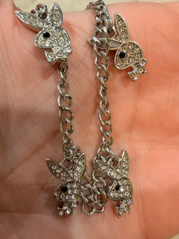 Playboy Bunny Necklace Masthead Logo Rhinestone Sparkly Jeweled Rabbit y2k 2000s - Image 4