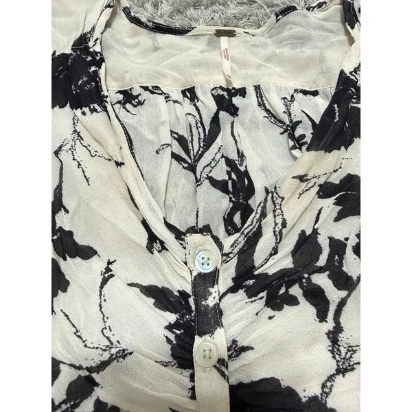 Free People Women’s Floral Ruched Crop Top Boho Cottagecore Fairycore Blouse XS - Image 12