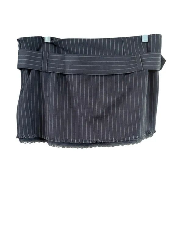 Women's GUIZIO Gray Pinstripe Mini Skirt with Belt S - Image 9