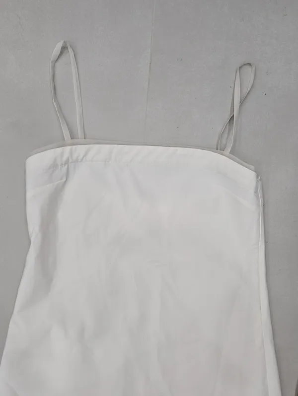 Zara Ivory Midi Dress With Straight Neckline And Sheer Hem Size L - Image 6