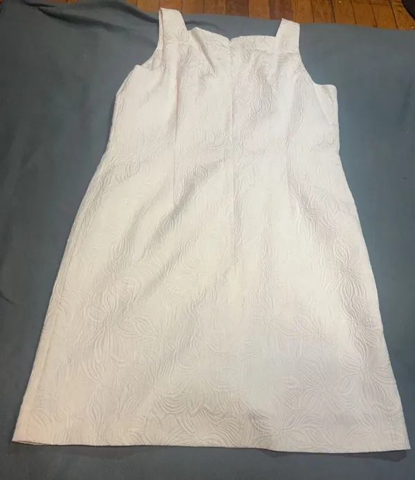 Evan-Picone White Textured Sleeveless Square Neck Dress Size 16 - Image 7