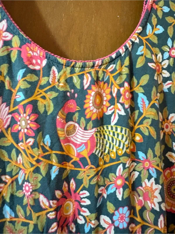 Natural Life green & red floral bird print maxi dress - Image 6
