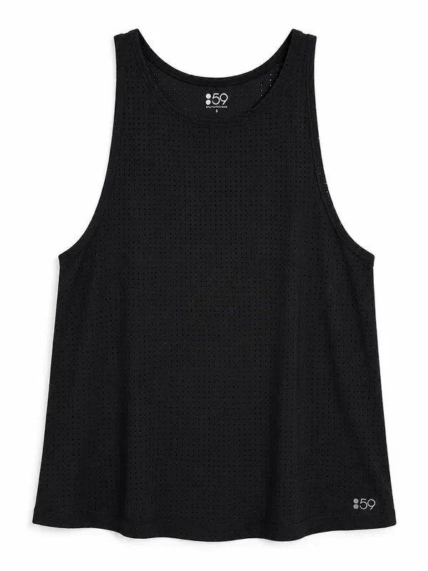 Splits59 Black Perforated Mesh Racerback Tank Top Size S Athleisure Gym Workout - Image 2