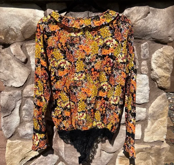 Free People Heatwave Floral Bodysuit Size Medium Boho Ruffle Bell Sleeve NWT - Image 7