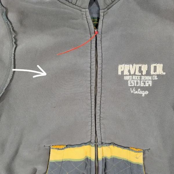 VTG Prvcy CA Full Zip Hoodie Jacket Womens‎ Large Green Yellow Distressed Thick - Image 12
